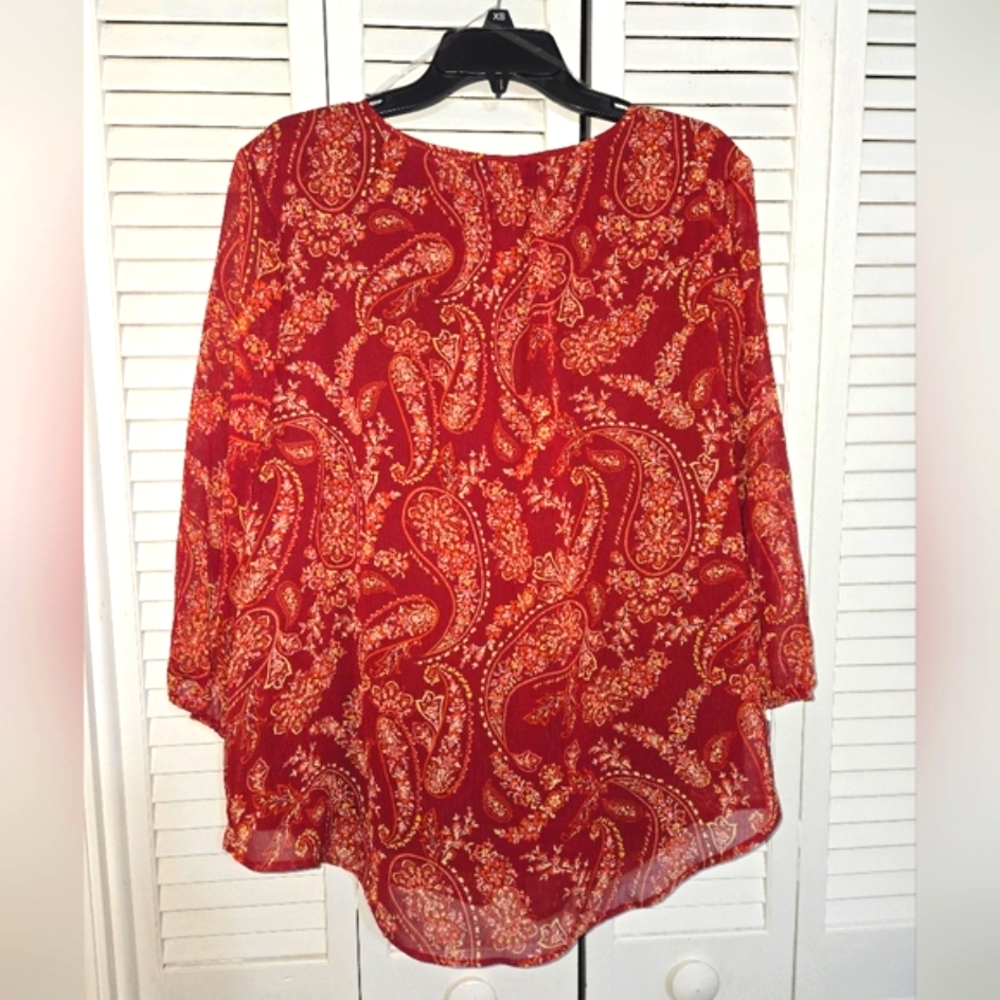 St. John's Bay Women's 1X Boho Paisley Top - Picture 6 of 10